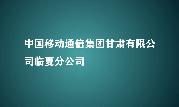 中国移动通信集团甘肃有限公司临夏分公司