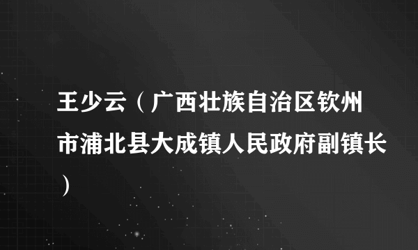 王少云（广西壮族自治区钦州市浦北县大成镇人民政府副镇长）