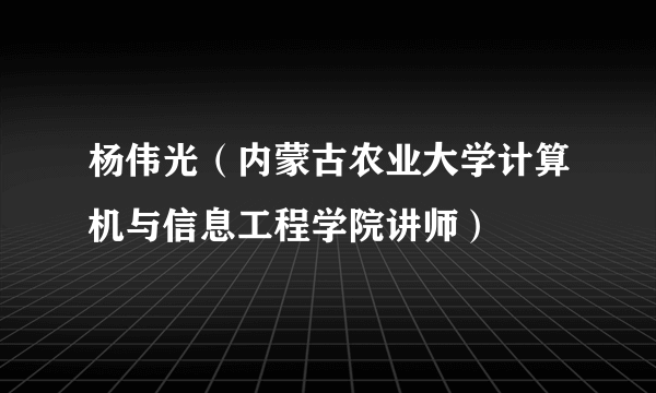 杨伟光（内蒙古农业大学计算机与信息工程学院讲师）