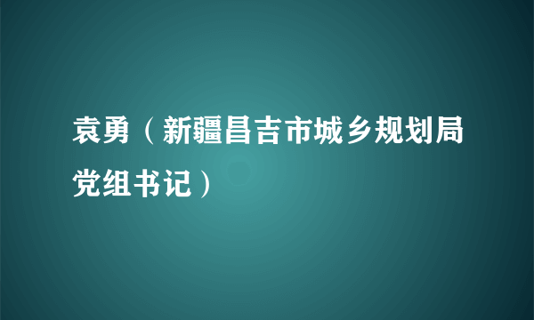 袁勇（新疆昌吉市城乡规划局党组书记）