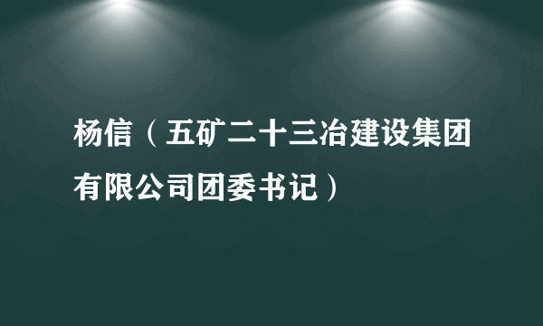 杨信（五矿二十三冶建设集团有限公司团委书记）