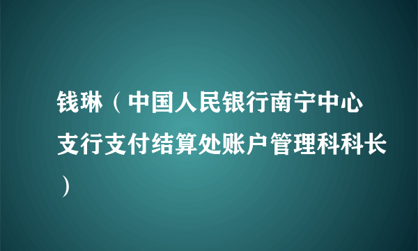 钱琳（中国人民银行南宁中心支行支付结算处账户管理科科长）