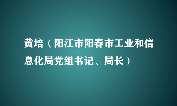 黄培（阳江市阳春市工业和信息化局党组书记、局长）