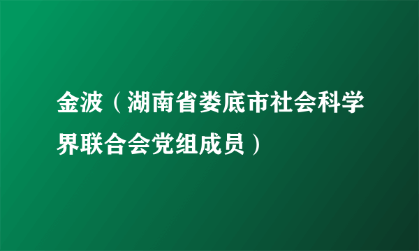 金波（湖南省娄底市社会科学界联合会党组成员）