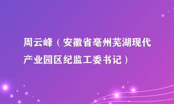 周云峰（安徽省亳州芜湖现代产业园区纪监工委书记）