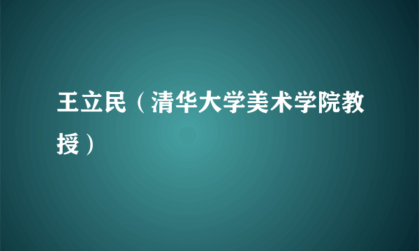 王立民（清华大学美术学院教授）