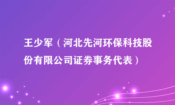 王少军（河北先河环保科技股份有限公司证券事务代表）