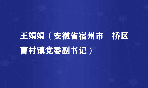 王娟娟（安徽省宿州市埇桥区曹村镇党委副书记）