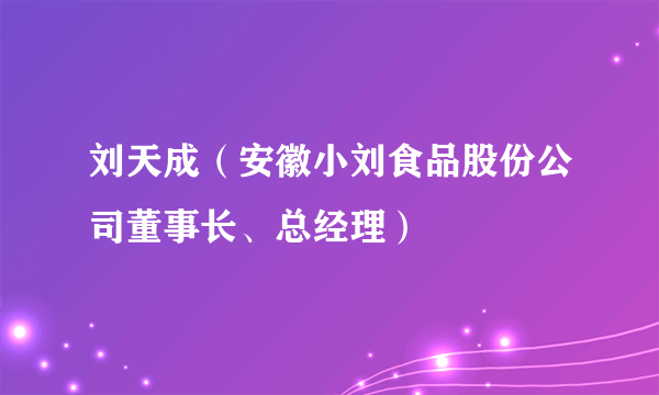 刘天成（安徽小刘食品股份公司董事长、总经理）