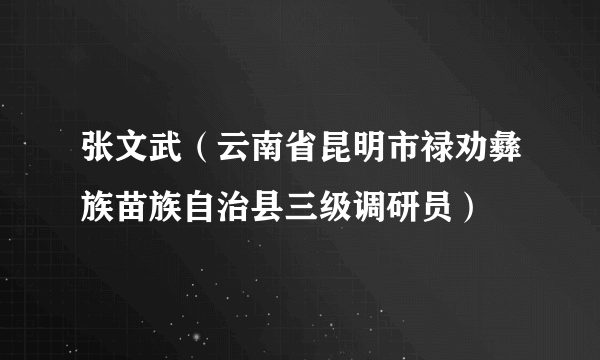 张文武（云南省昆明市禄劝彝族苗族自治县三级调研员）