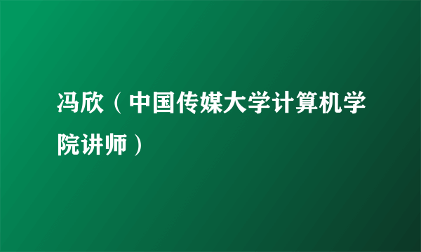 冯欣（中国传媒大学计算机学院讲师）