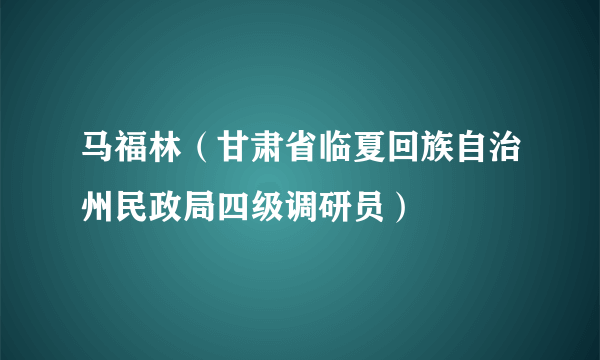 马福林（甘肃省临夏回族自治州民政局四级调研员）