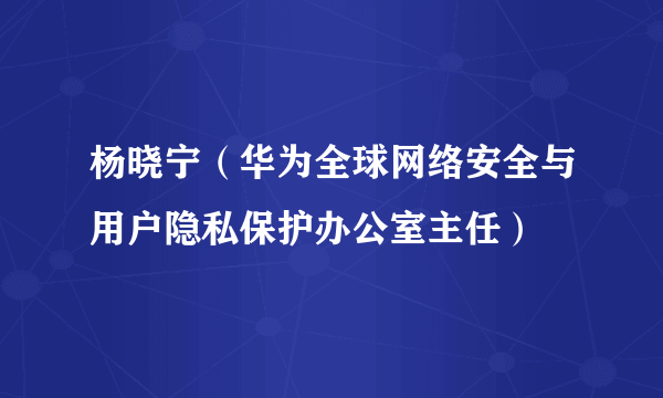 杨晓宁（华为全球网络安全与用户隐私保护办公室主任）