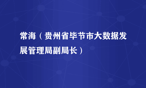 常海（贵州省毕节市大数据发展管理局副局长）