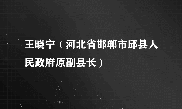 王晓宁（河北省邯郸市邱县人民政府原副县长）