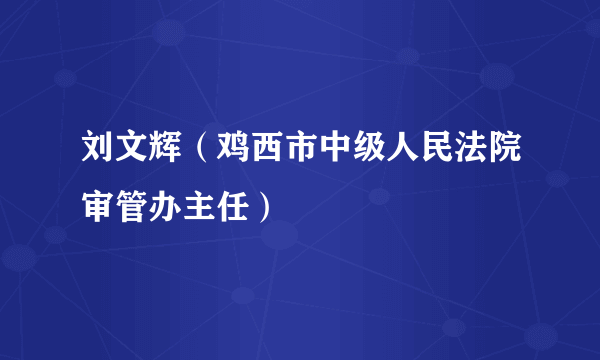 刘文辉（鸡西市中级人民法院审管办主任）