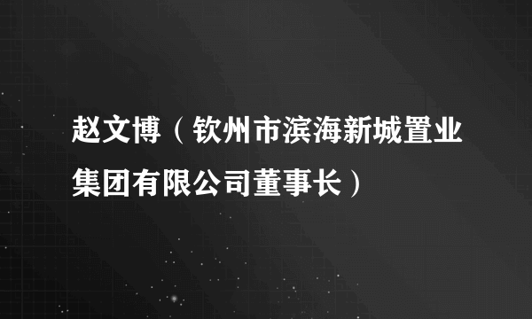 赵文博（钦州市滨海新城置业集团有限公司董事长）