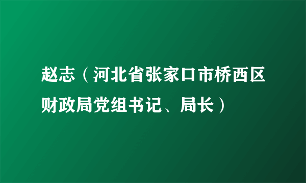 赵志（河北省张家口市桥西区财政局党组书记、局长）