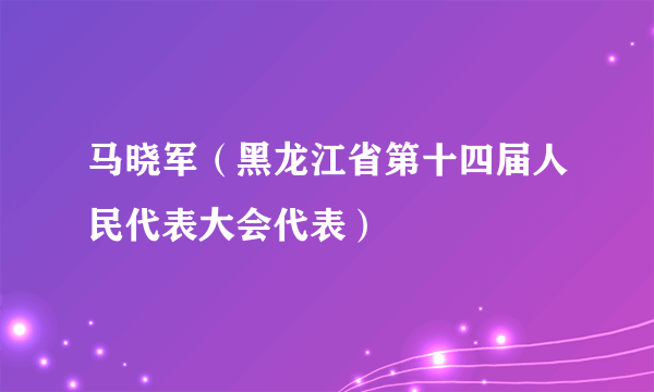 马晓军（黑龙江省第十四届人民代表大会代表）