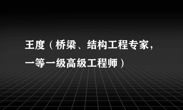 王度（桥梁、结构工程专家，一等一级高级工程师）