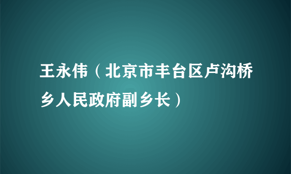 王永伟（北京市丰台区卢沟桥乡人民政府副乡长）