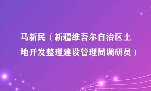 马新民（新疆维吾尔自治区土地开发整理建设管理局调研员）