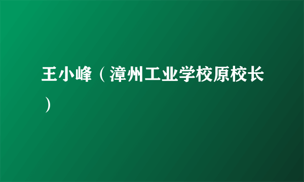 王小峰（漳州工业学校原校长）