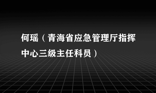 何瑶（青海省应急管理厅指挥中心三级主任科员）