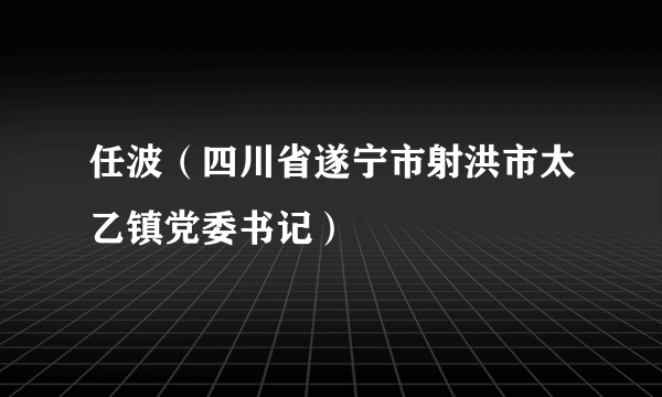 任波（四川省遂宁市射洪市太乙镇党委书记）