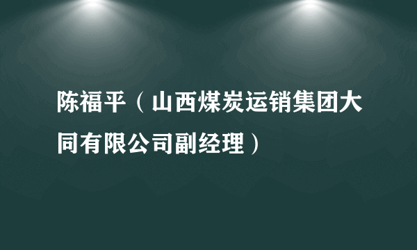 陈福平（山西煤炭运销集团大同有限公司副经理）