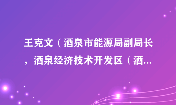 王克文（酒泉市能源局副局长，酒泉经济技术开发区（酒泉高新技术产业开发区）管理委员会副主任（挂职））