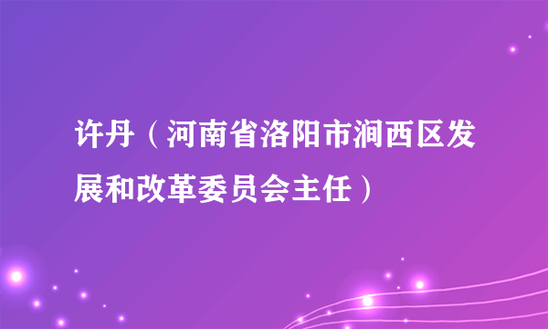 许丹（河南省洛阳市涧西区发展和改革委员会主任）