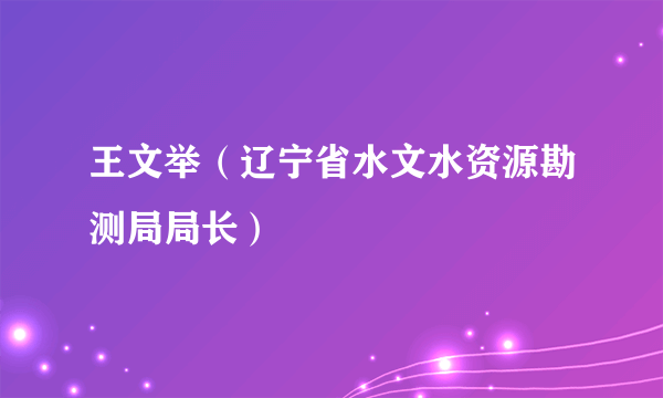 王文举（辽宁省水文水资源勘测局局长）