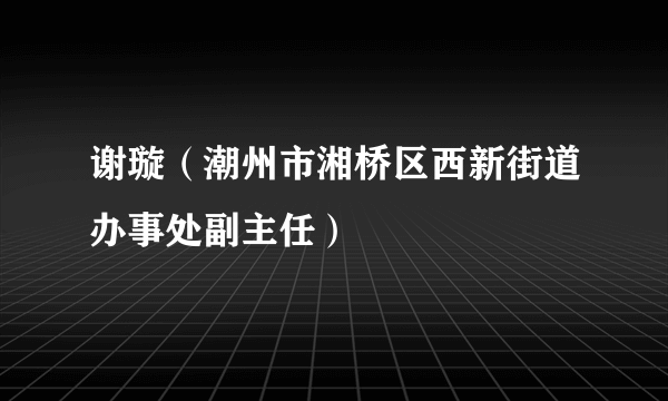 谢璇（潮州市湘桥区西新街道办事处副主任）