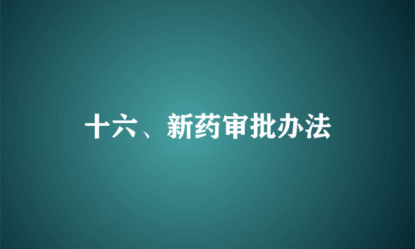 十六、新药审批办法