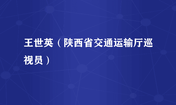 王世英（陕西省交通运输厅巡视员）