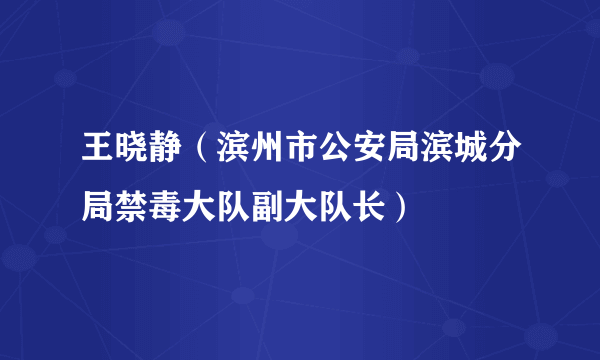 王晓静（滨州市公安局滨城分局禁毒大队副大队长）