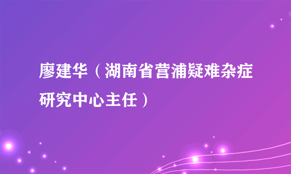 廖建华（湖南省营浦疑难杂症研究中心主任）