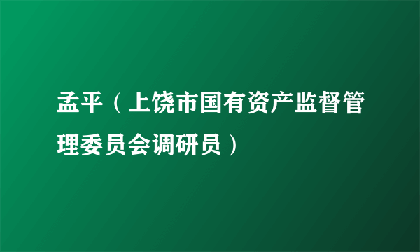 孟平（上饶市国有资产监督管理委员会调研员）