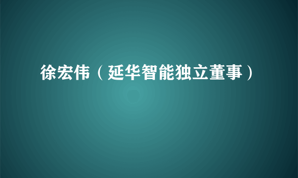 徐宏伟（延华智能独立董事）