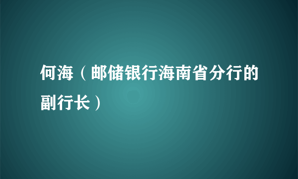 何海（邮储银行海南省分行的副行长）