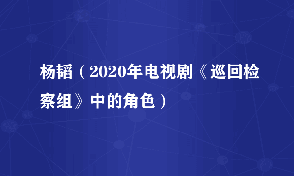 杨韬（2020年电视剧《巡回检察组》中的角色）