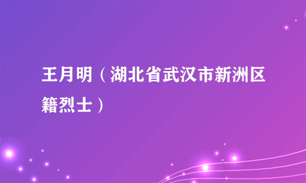 王月明（湖北省武汉市新洲区籍烈士）