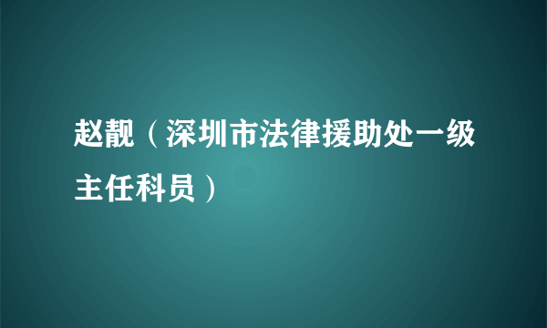 赵靓（深圳市法律援助处一级主任科员）