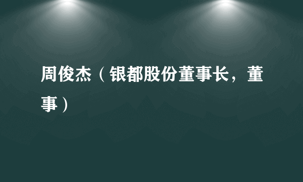 周俊杰（银都股份董事长，董事）