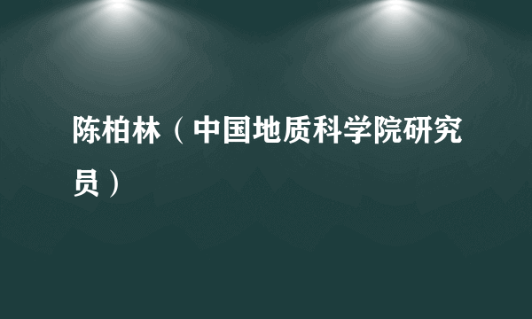 陈柏林（中国地质科学院研究员）