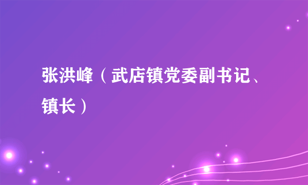 张洪峰（武店镇党委副书记、镇长）