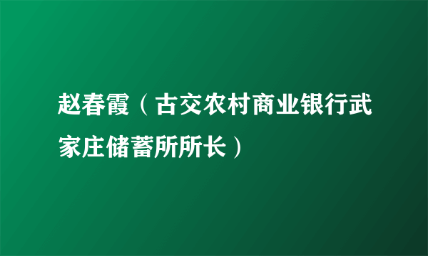 赵春霞（古交农村商业银行武家庄储蓄所所长）