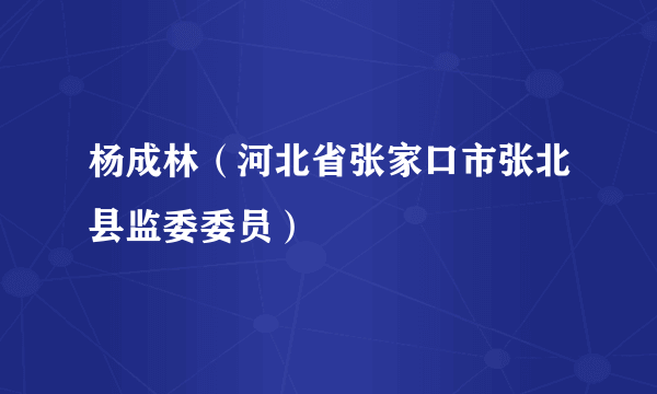 杨成林（河北省张家口市张北县监委委员）