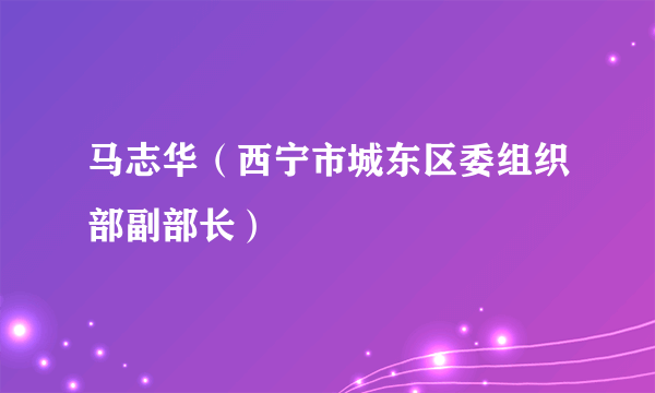 马志华（西宁市城东区委组织部副部长）